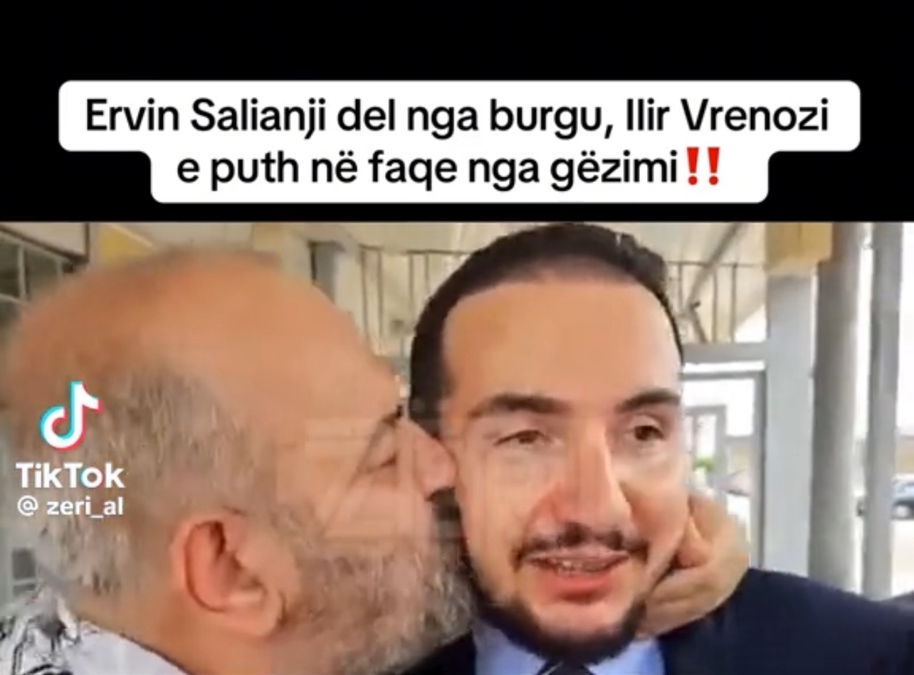 Joo nuk ështe Grida por Ilir Vrenozi që puth në faqe Ervin Salianjin sapo del nga burgu” ( Video )