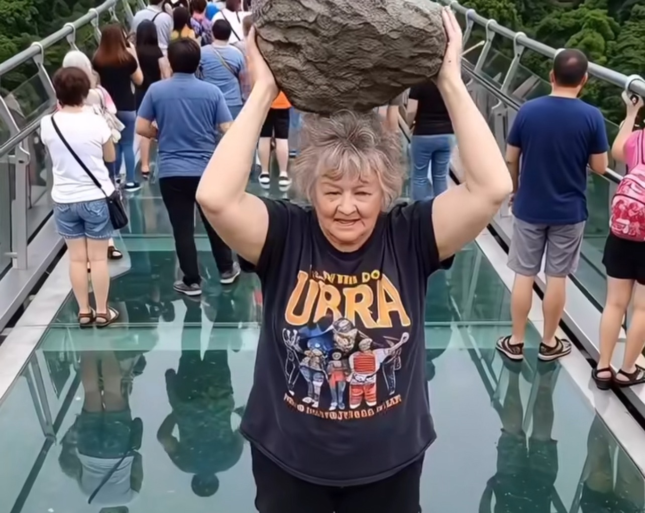 🌉 A Glass Bridge, a Stone, and a Shocking Ending – What Happened Next Left Everyone Speechless!